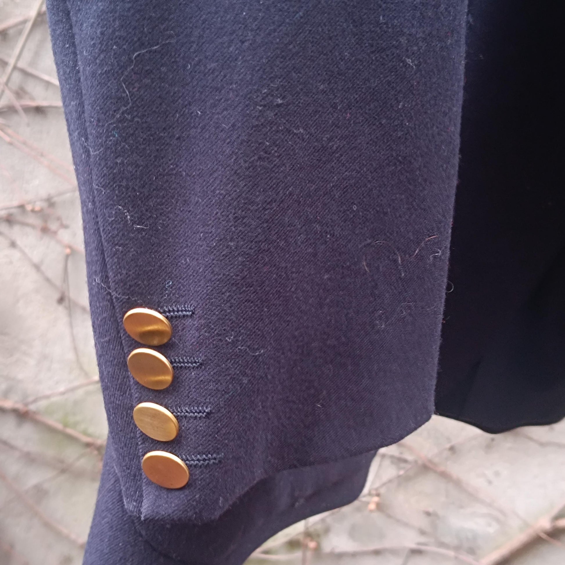 Vintage Navy Wool Blazer| 90s Made in Sweden Gold Buttons Dark Academia Jacket