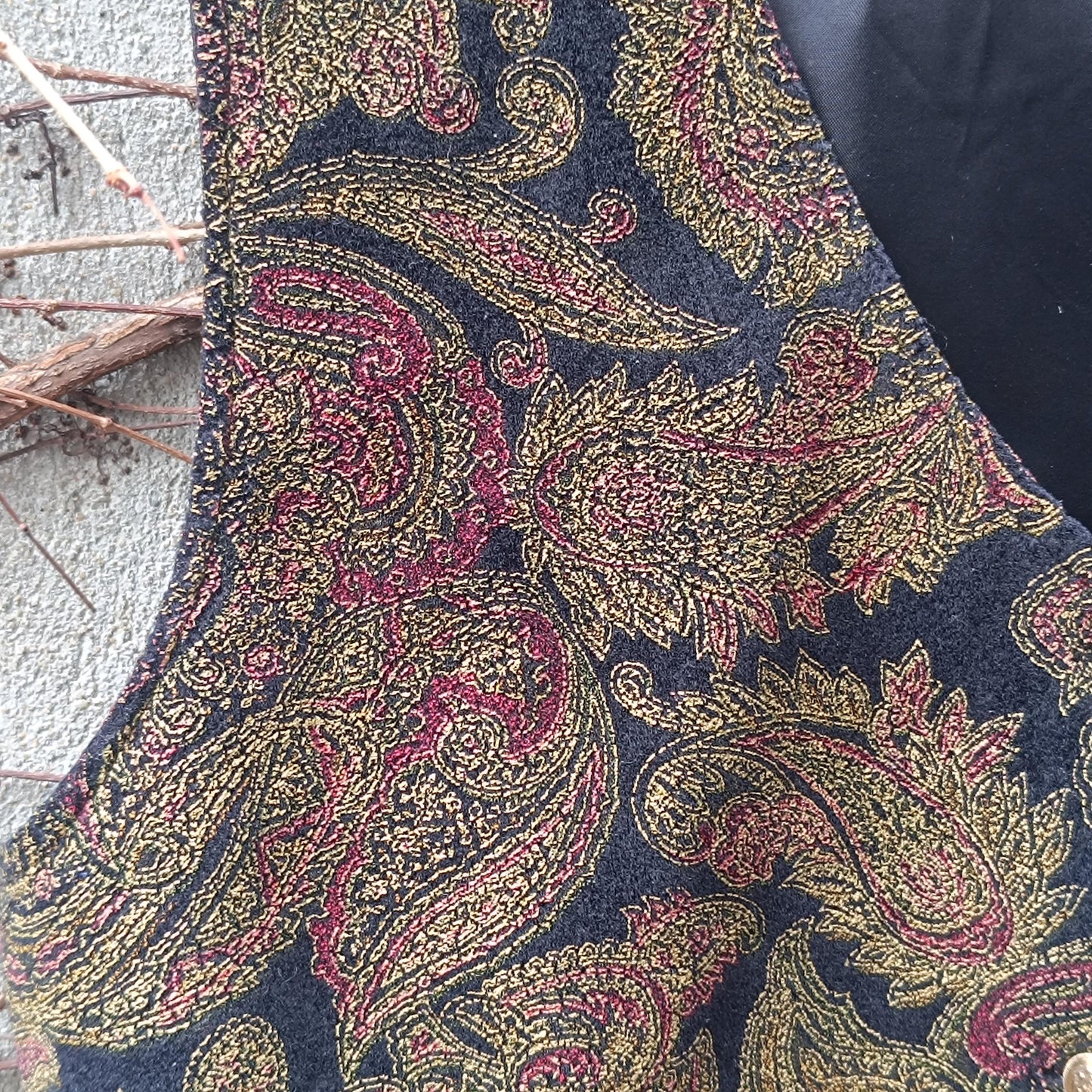 Vintage Paisley Tapestry Vest Brocade Waistcoat Dark Academia Boho Gilet Small