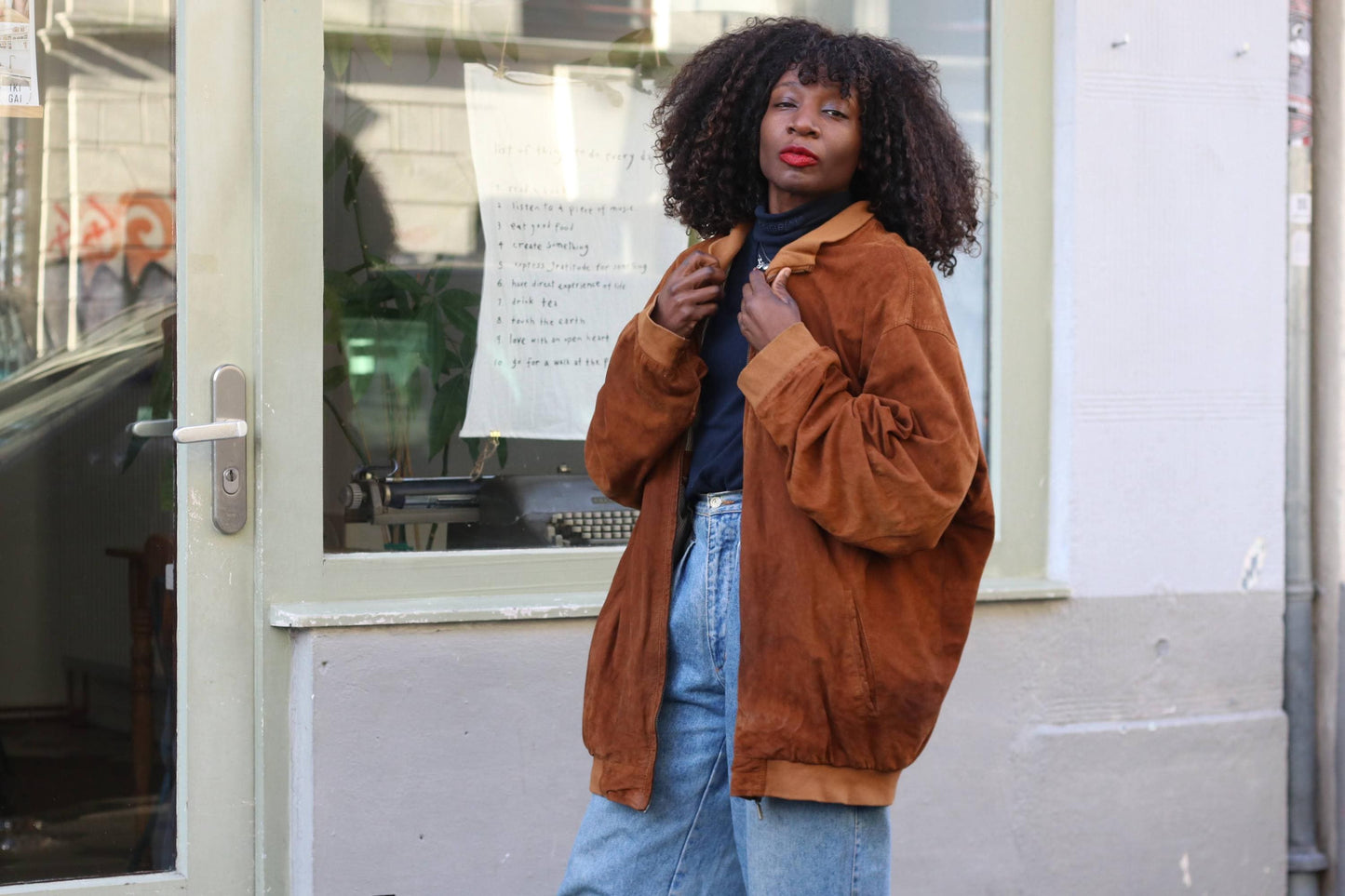 Vintage McNeal Suede Bomber Jacket Men’s Brown Leather Flight Coat Retro 90s Large