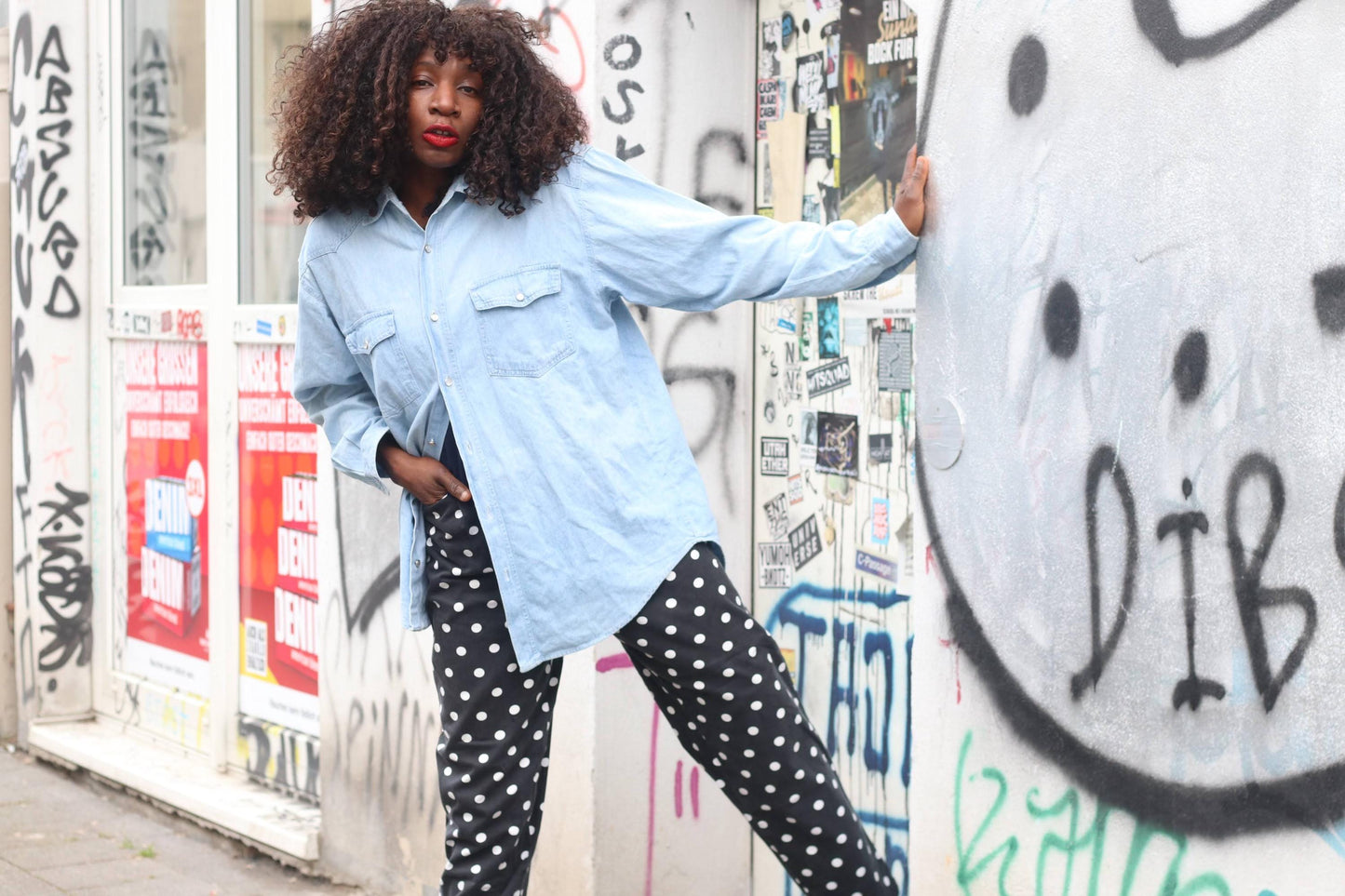 Polka Dot Trousers Vintage High Waisted Pants Navy Blue White Print Wide Leg Boho