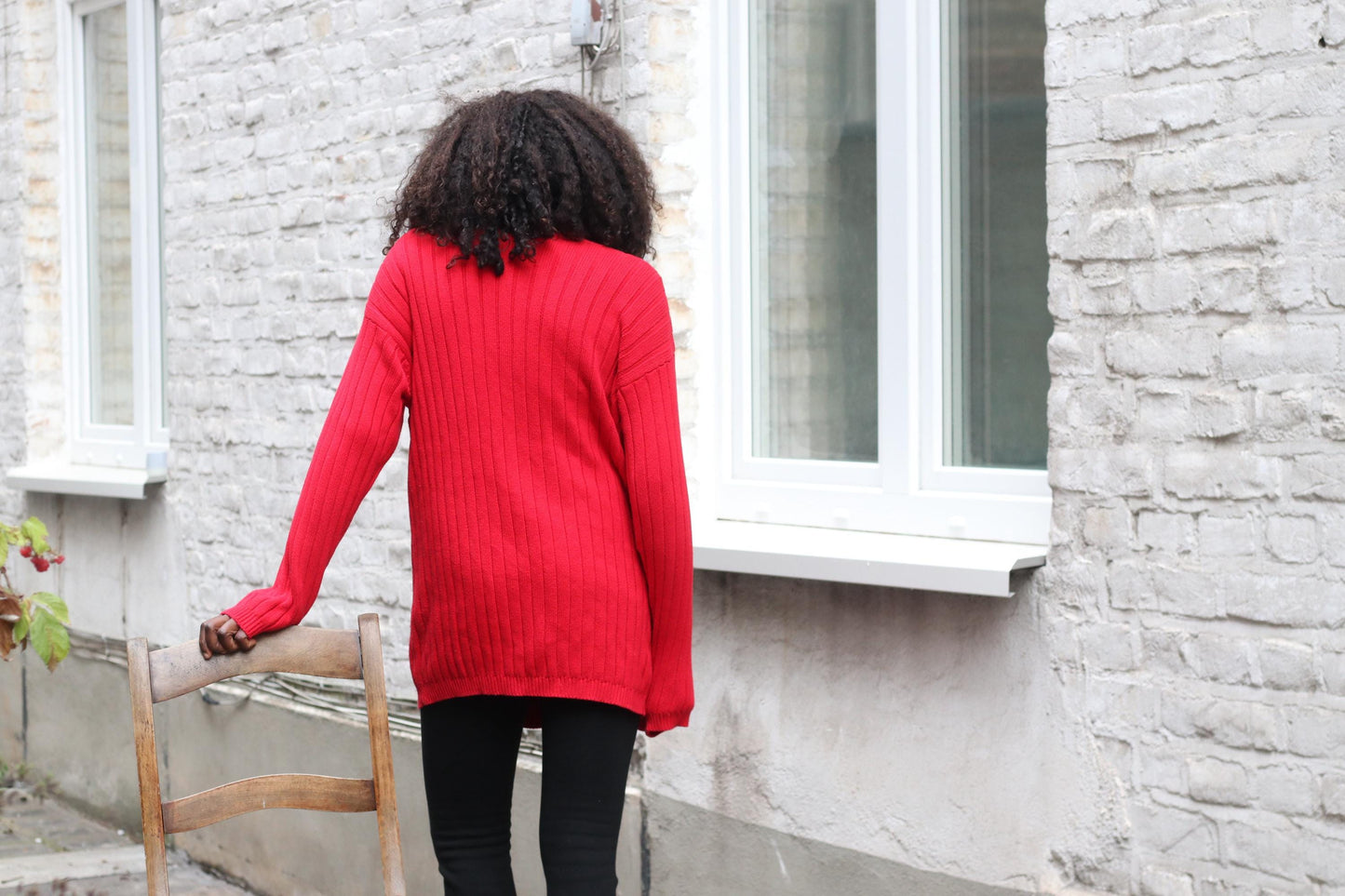 Vintage Red Cotton Cable Knit Sweater V-Neck Oversized 90s Preppy Pierre Cavallo