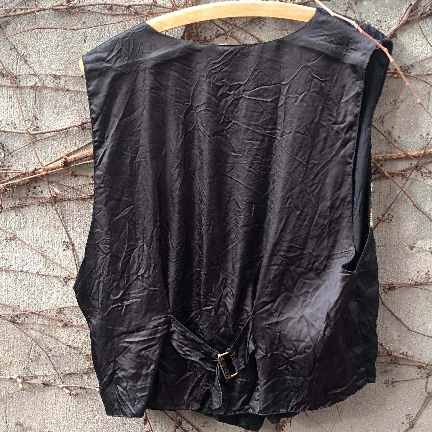 Vintage Embroidered Folk Vest Black Velvet Gold Brocade Waistcoat Boho Festival Top