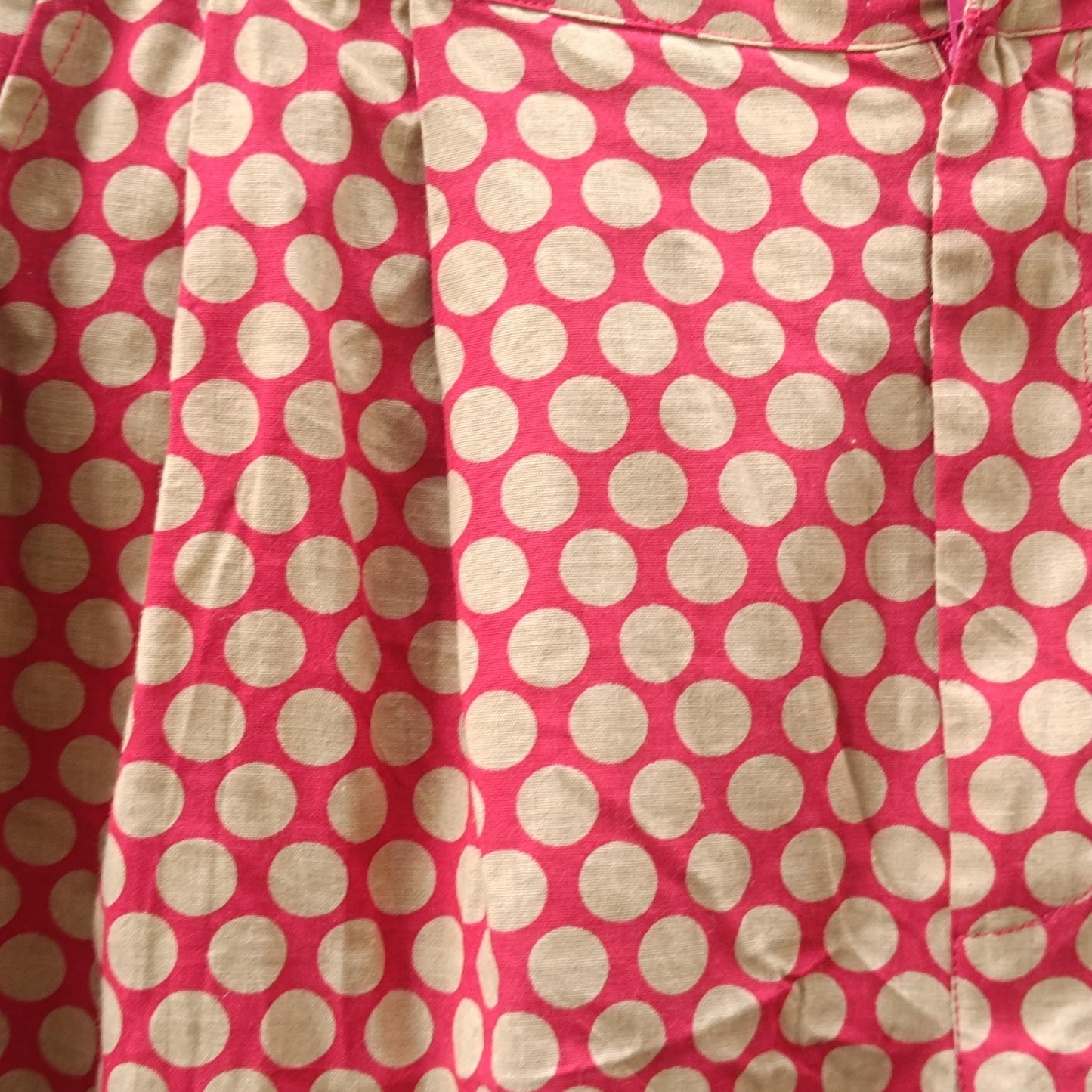 Vintage Polka Dot Trousers High Waisted Cotton Pants Red Beige Wide Leg XL Brussels