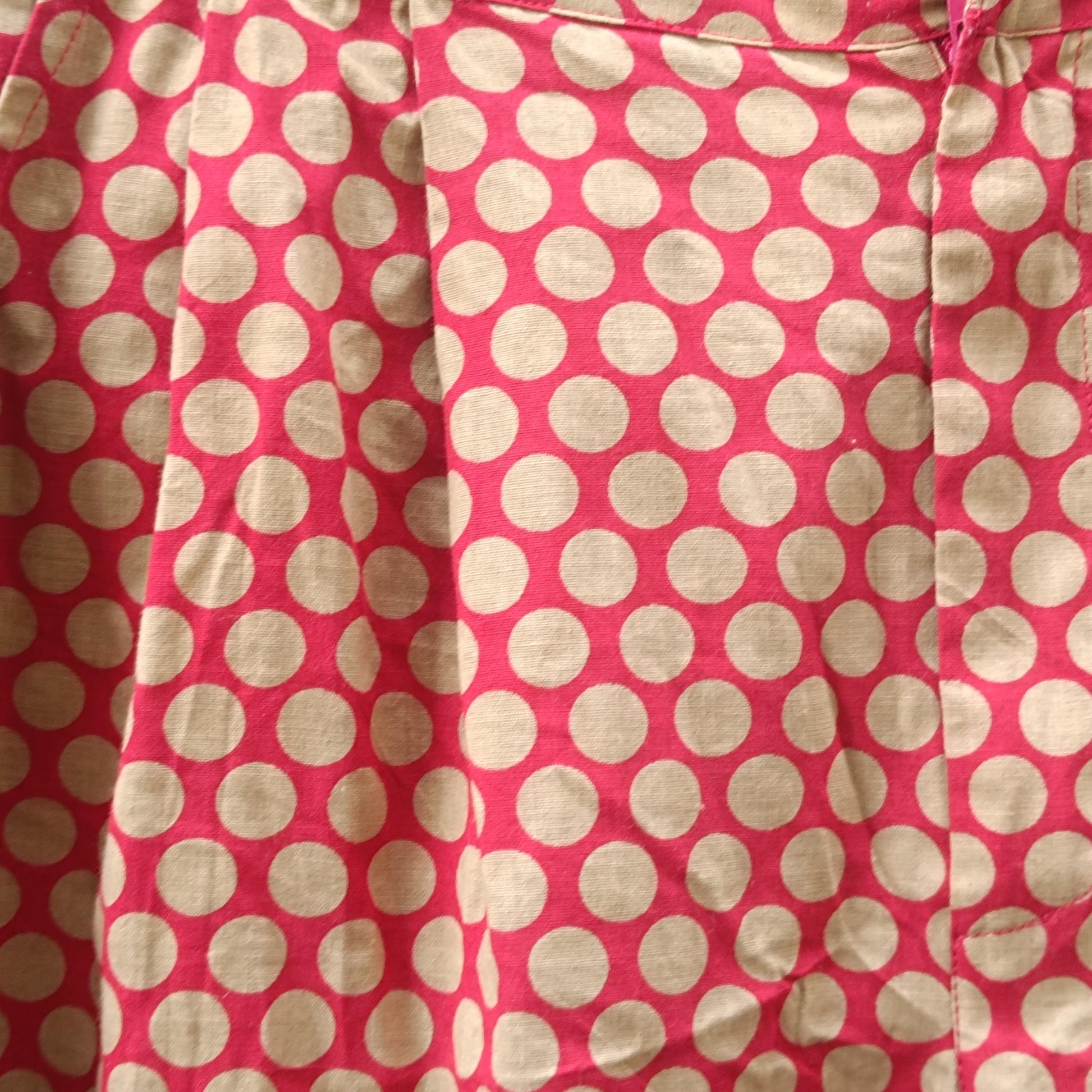 Vintage Polka Dot Trousers High Waisted Cotton Pants Red Beige Wide Leg XL Brussels