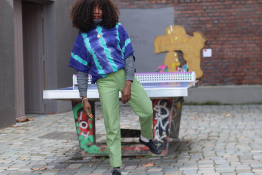 Vintage 90s ESPRIT Lime Green Houndstooth Trousers High Waisted Straight Leg Pants Size 36