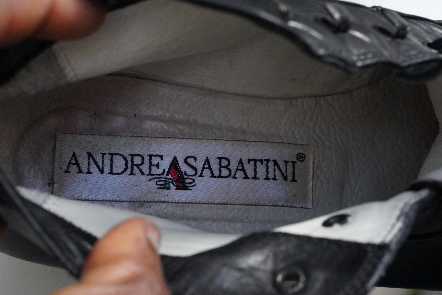 Vintage Andrea Sabatini Black Leather Lace Up Boots Italian Pointed Toe Ankle Boots