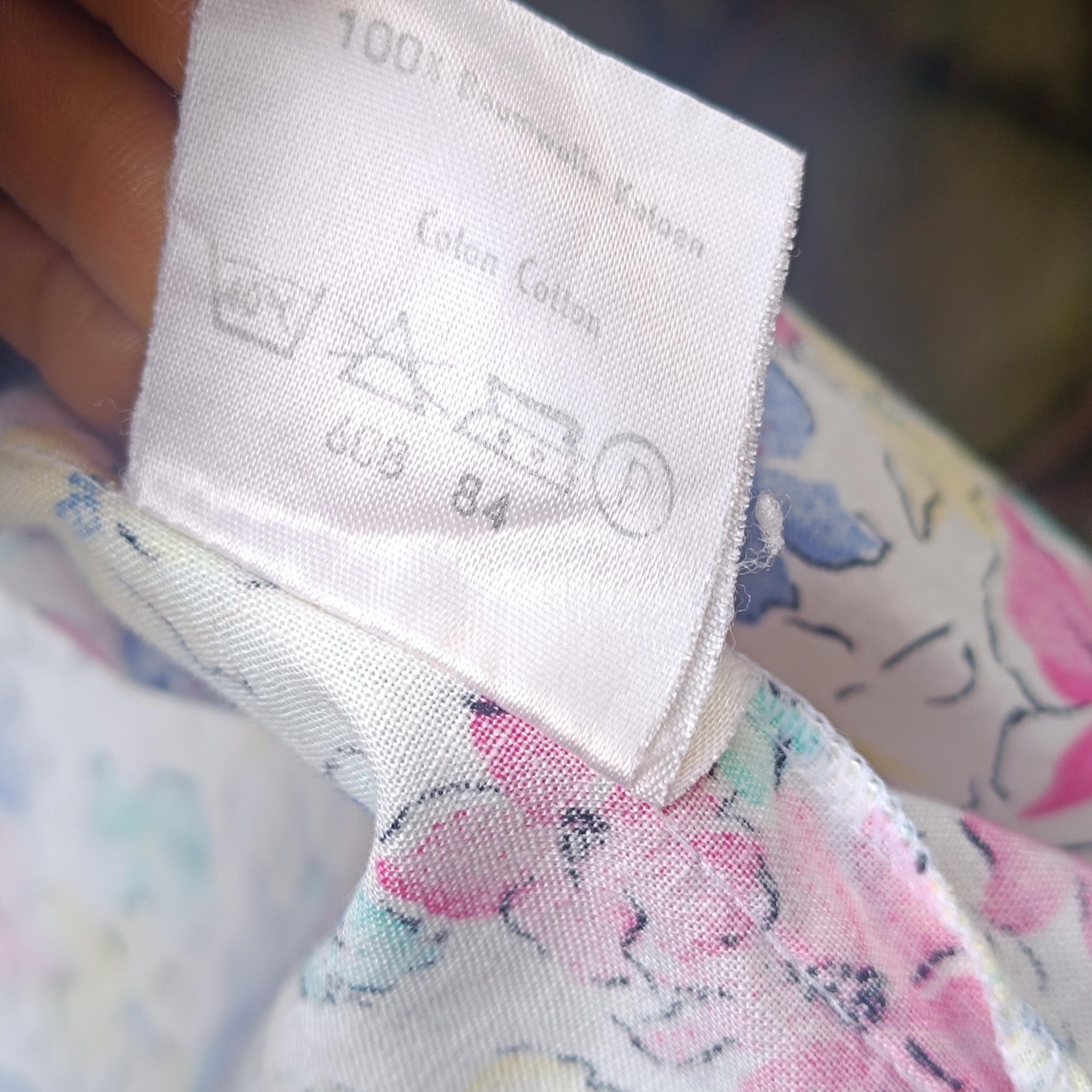 Vintage 80s Floral Blouse Camp Collar Pastel Shirt Abstract Flower Print Top Cotton