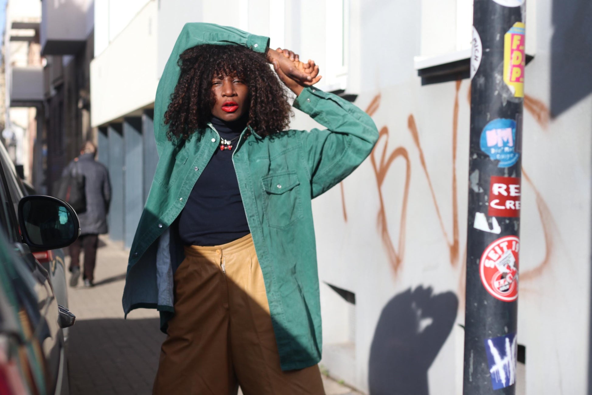 Vintage Arizona Jeans Green Denim Shirt 90s Oversized Cotton Button Up Top