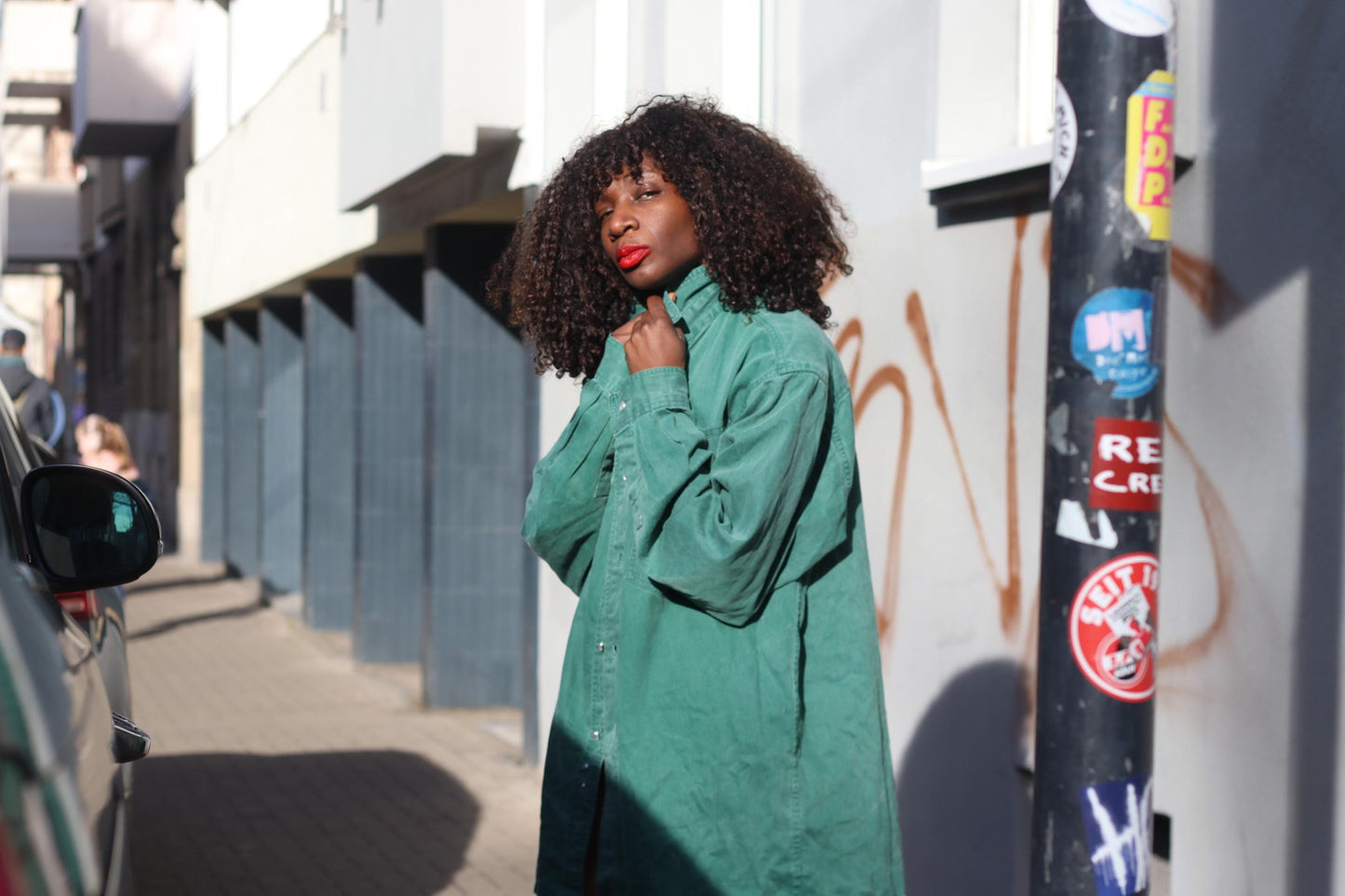Vintage Arizona Jeans Green Denim Shirt 90s Oversized Cotton Button Up Top