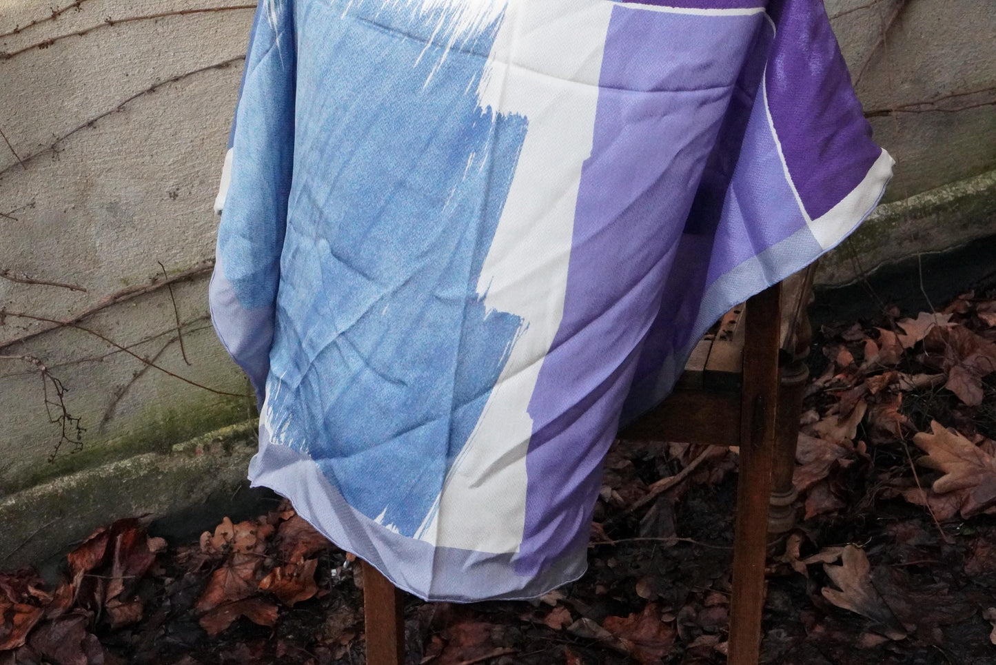 Fisba Stoffels Silk Scarf Vintage Swiss Made Abstract Blue Purple Square Scarf