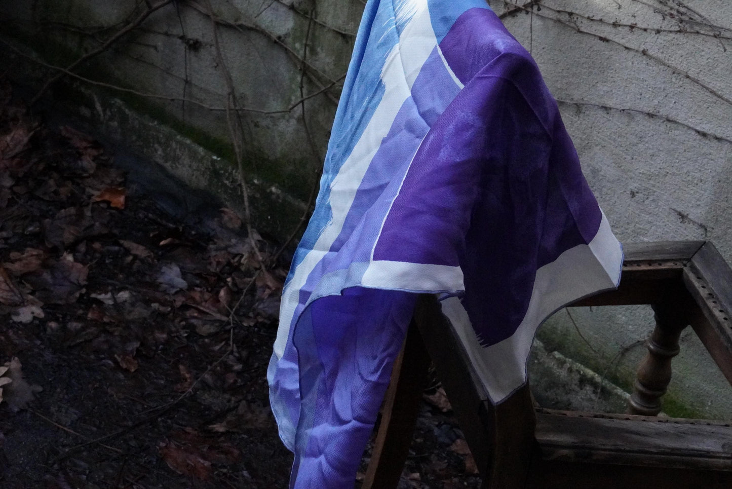 Fisba Stoffels Silk Scarf Vintage Swiss Made Abstract Blue Purple Square Scarf