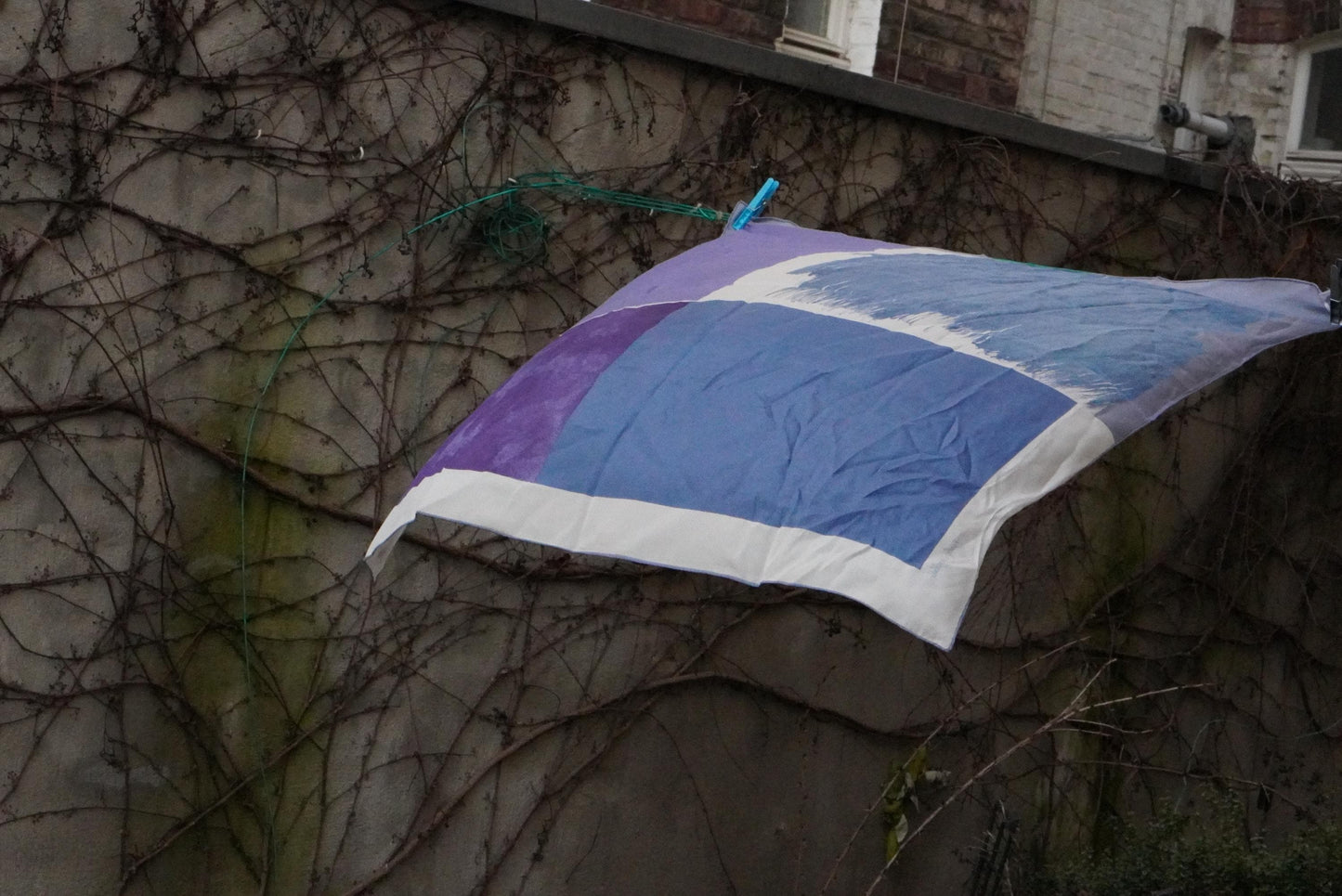 Fisba Stoffels Silk Scarf Vintage Swiss Made Abstract Blue Purple Square Scarf