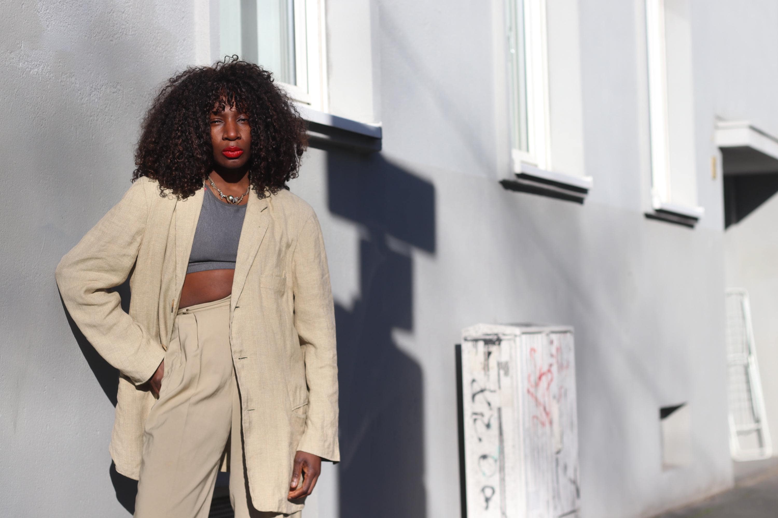 90s Hugo Boss Linen Blazer: Vintage Brown Minimalist Jacket
