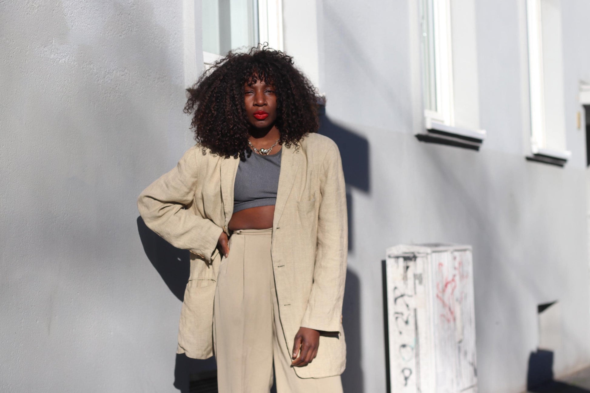 90s Hugo Boss Linen Blend Blazer | Vintage Minimalist Women's Brown blazer| Men's Workwear Jacket