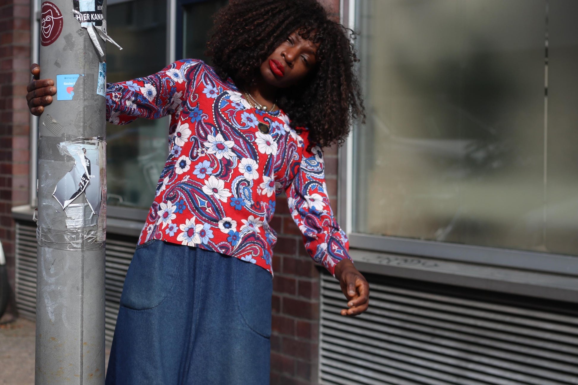 Vintage Floral Merino Wool Blouse | S-M