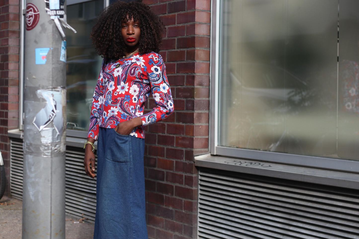Vintage Floral Merino Wool Blouse | S-M