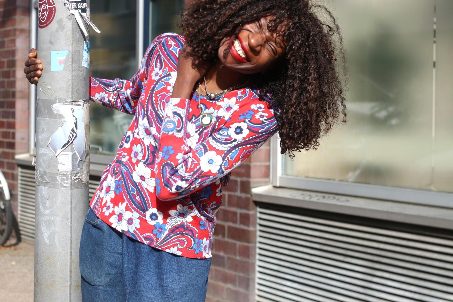 Vintage Floral Merino Wool Blouse | S-M