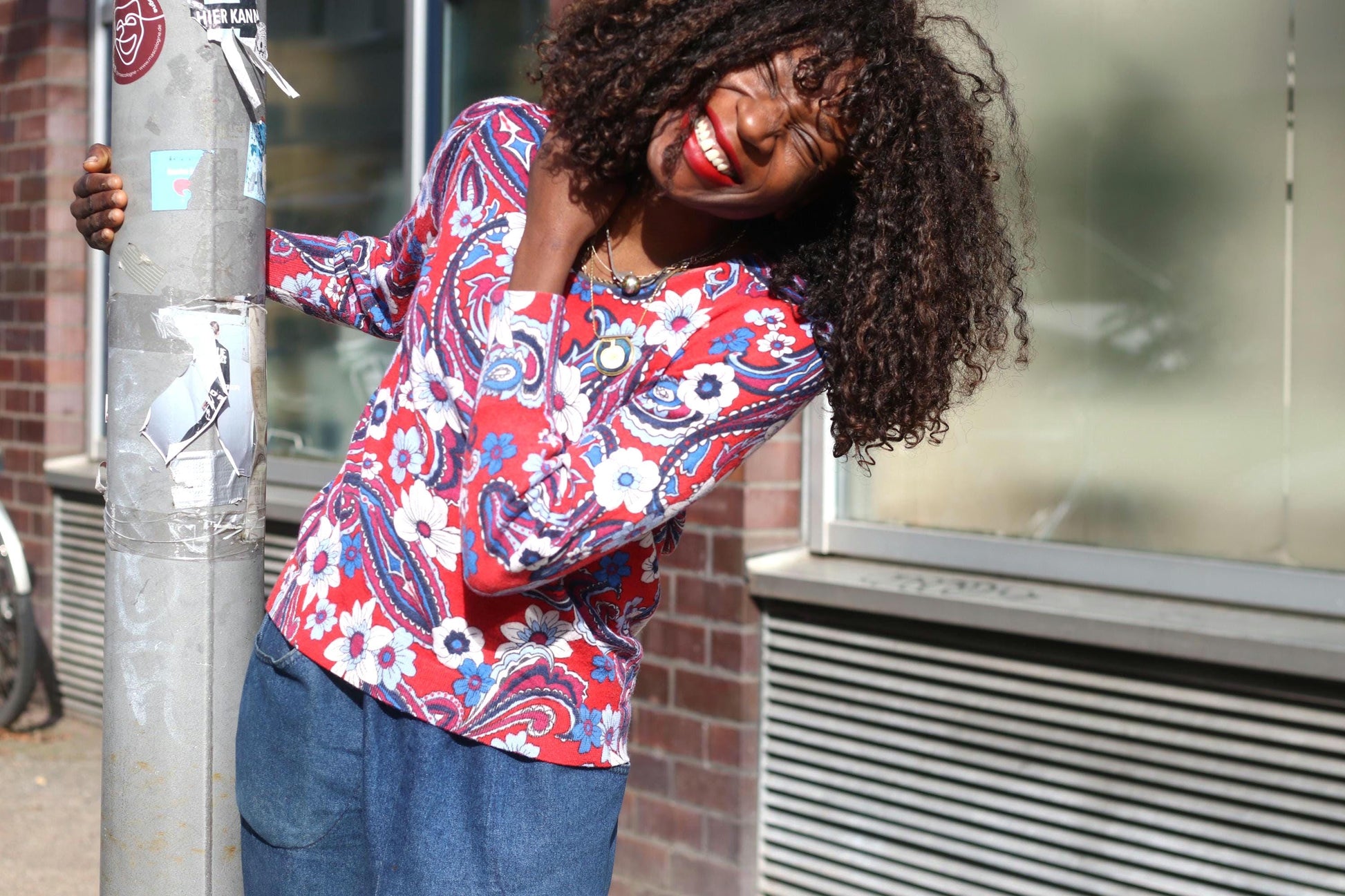 Vintage Floral Merino Wool Blouse | S-M