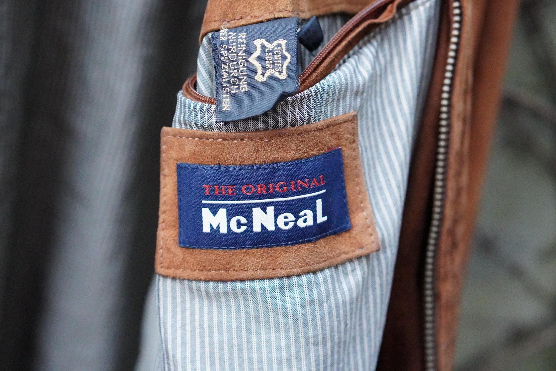 Vintage McNeal Suede Bomber Jacket Men’s Brown Leather Flight Coat Retro 90s Large