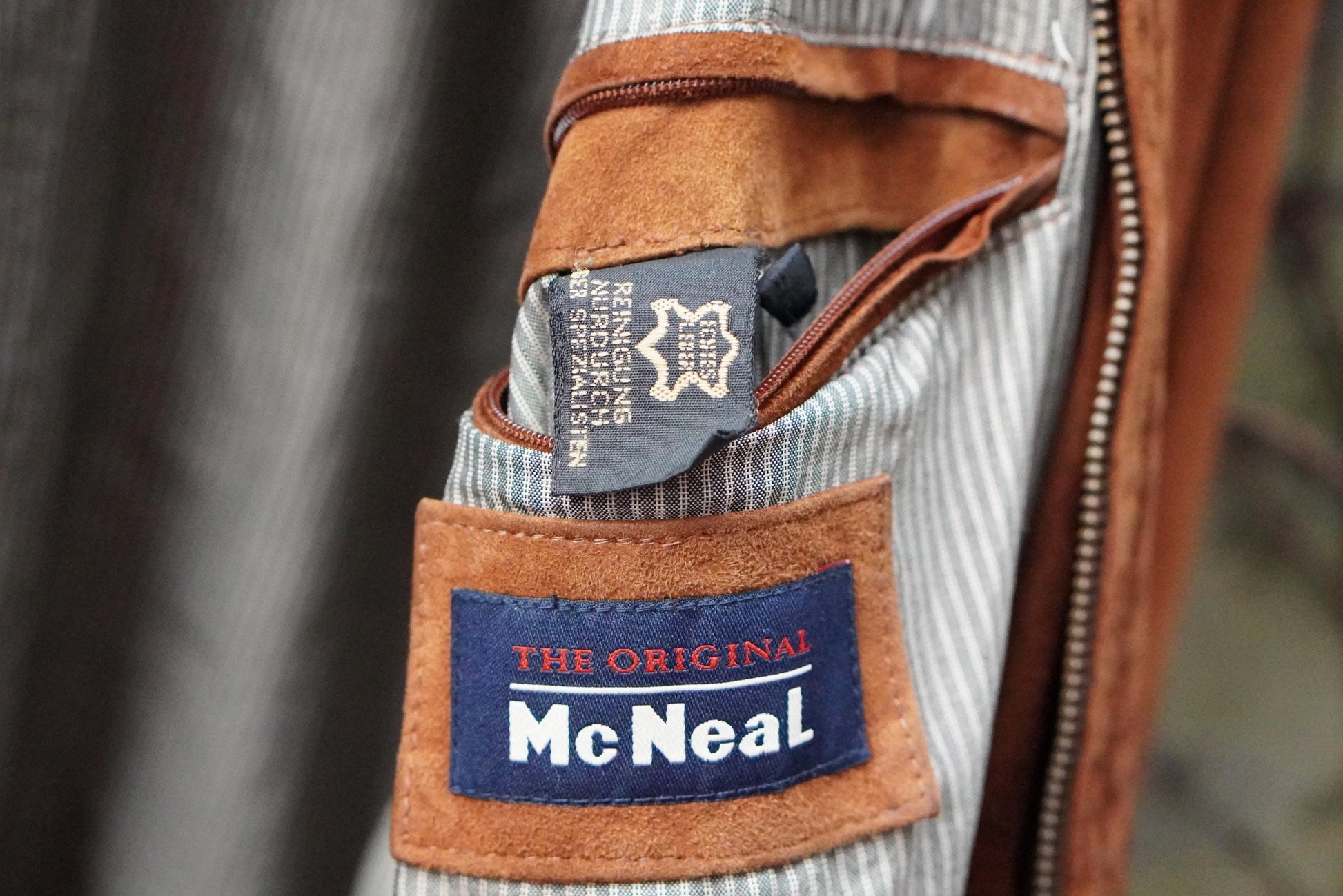 Vintage McNeal Suede Bomber Jacket Men’s Brown Leather Flight Coat Retro 90s Large