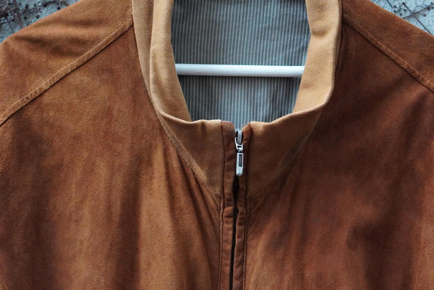 Vintage McNeal Suede Bomber Jacket Men’s Brown Leather Flight Coat Retro 90s Large