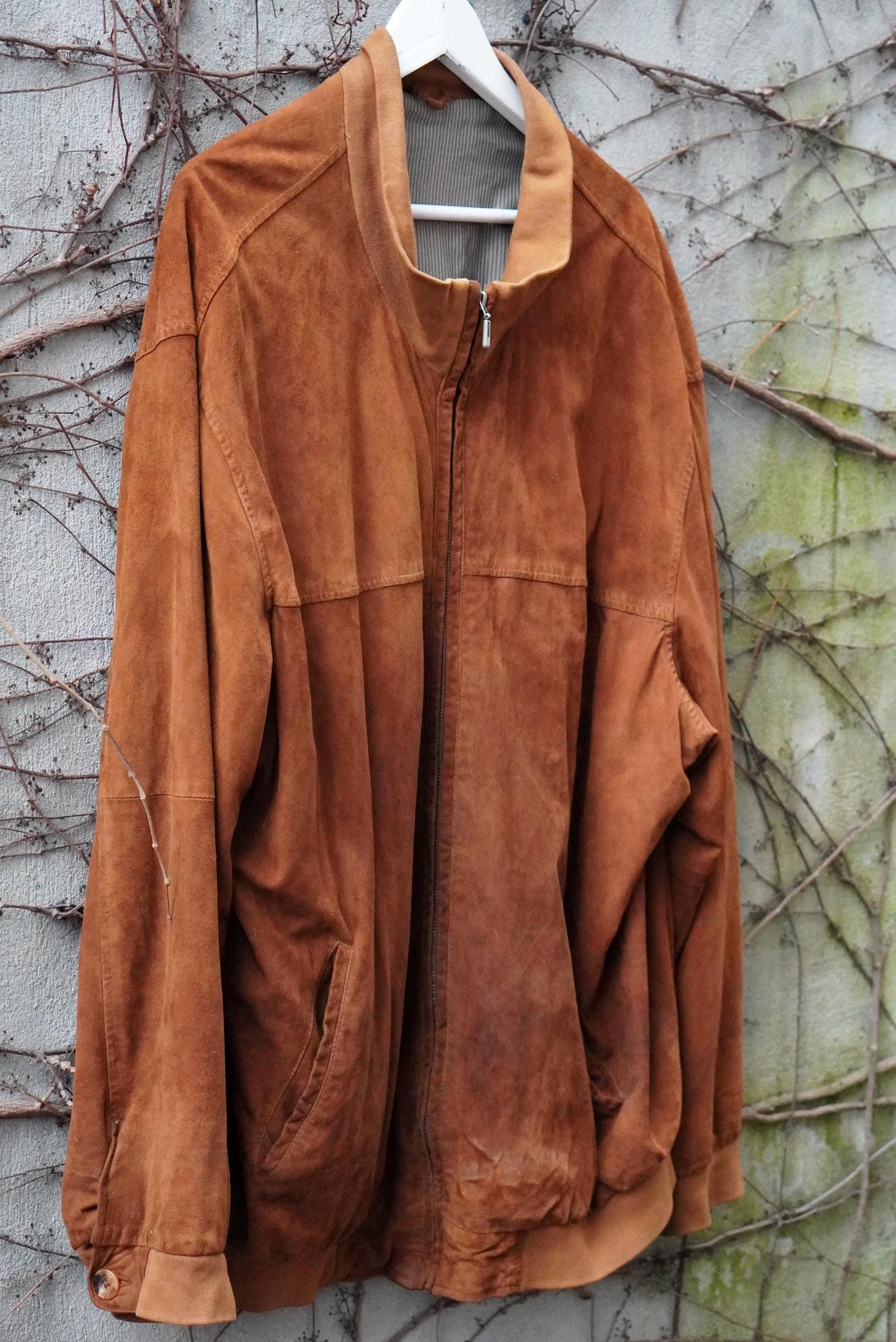 Vintage McNeal Suede Bomber Jacket Men’s Brown Leather Flight Coat Retro 90s Large