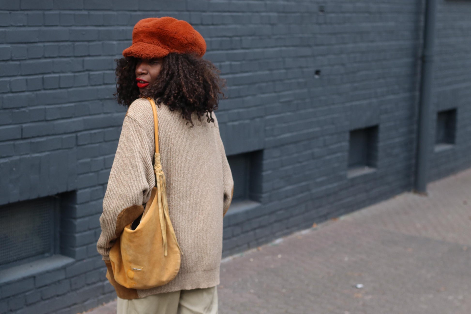 Vintage Suede Leather Cardigan Jacket Brown Knit Sleeve Boho Suede Vest Coat L
