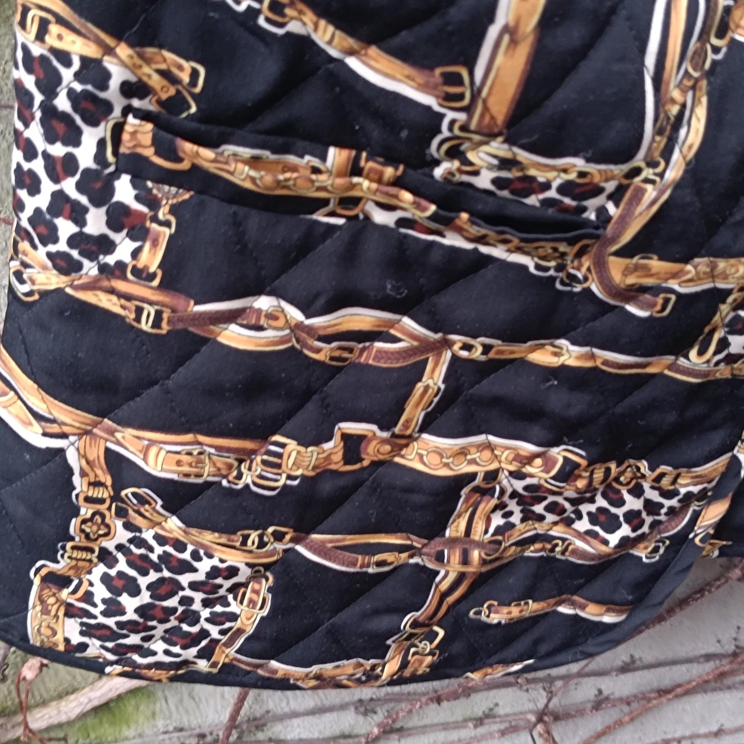 Vintage Quilted Vest Chain Print Leopard Waistcoat 90s Sleeveless Jacket Medium