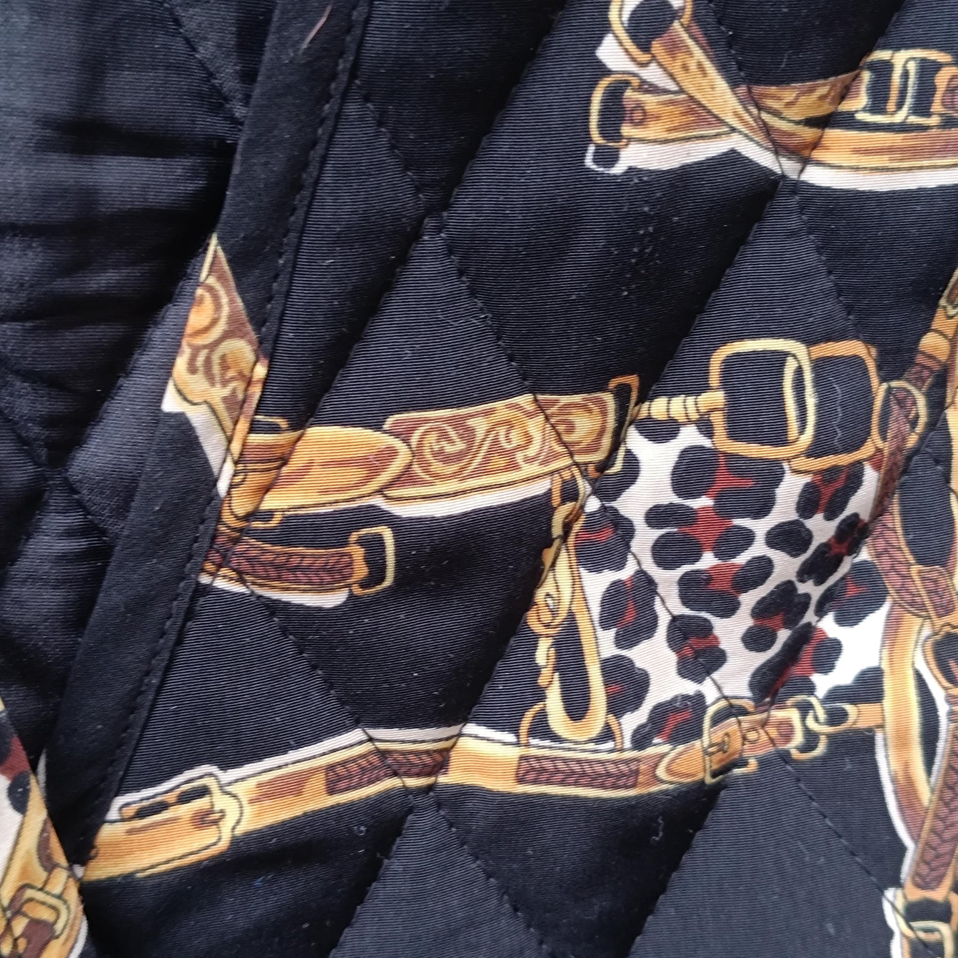 Vintage Quilted Vest Chain Print Leopard Waistcoat 90s Sleeveless Jacket Medium