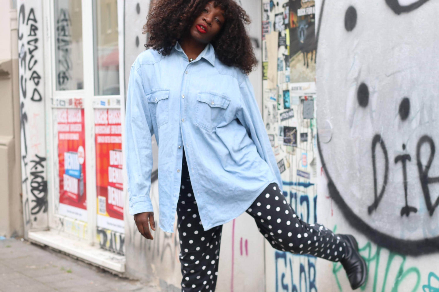 Polka Dot Trousers Vintage High Waisted Pants Navy Blue White Print Wide Leg Boho