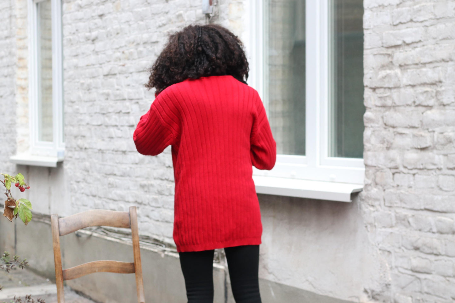 Vintage Red Cotton Cable Knit Sweater V-Neck Oversized 90s Preppy Pierre Cavallo