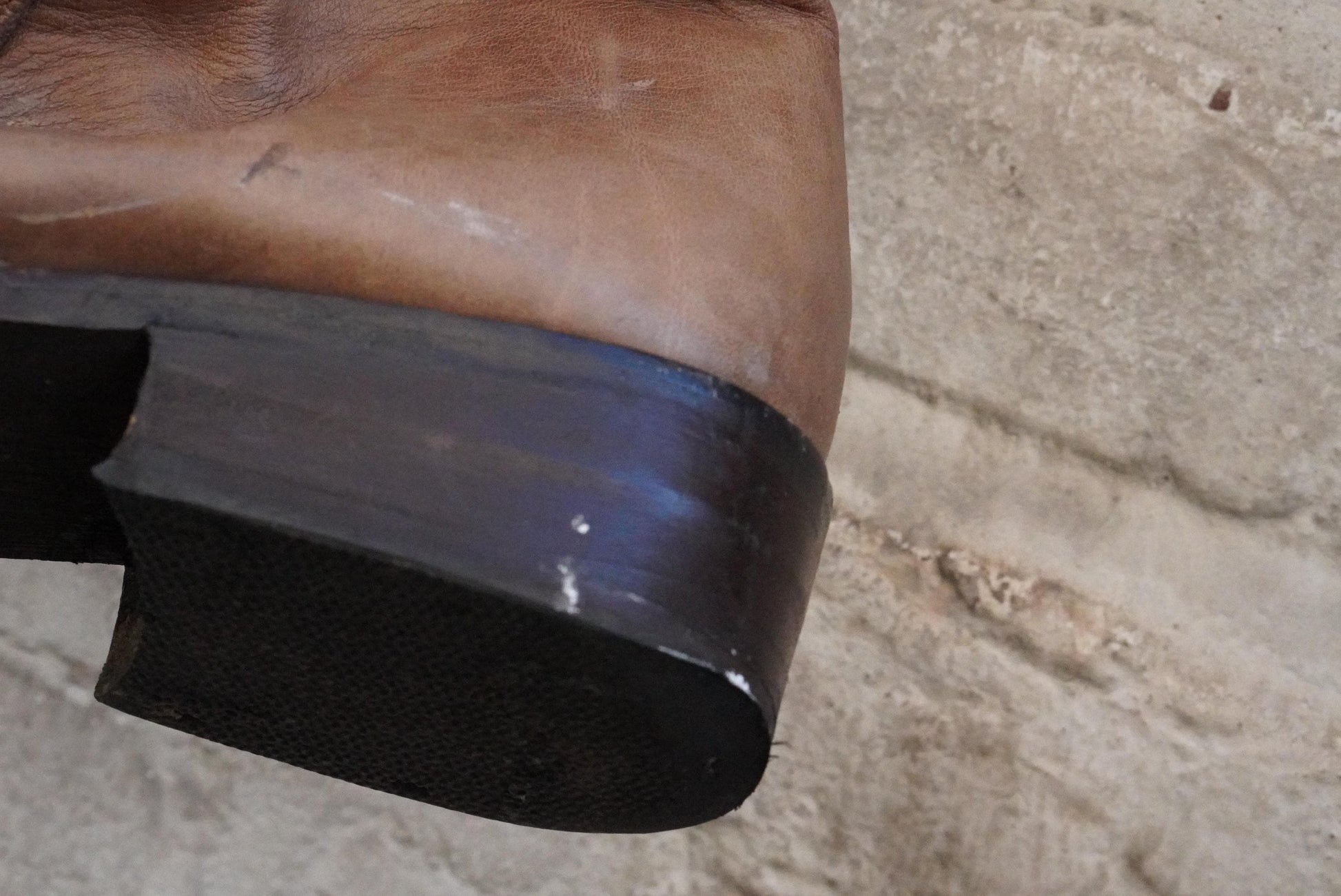 Vintage Over The Knee Boots Tan Leather Flat Riding Boots Handmade in Italy OTK