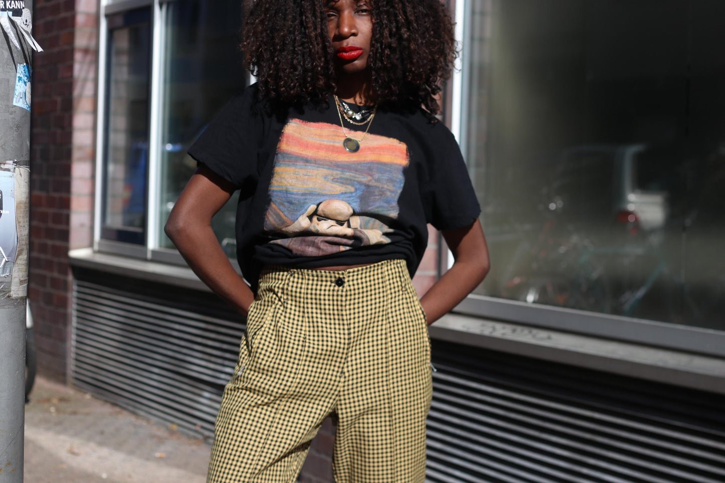 Vintage Gingham Trousers Mustard Yellow Check Pants High Waisted Plaid Tapered S-XS
