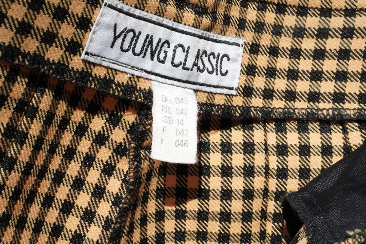 Vintage Gingham Trousers Mustard Yellow Check Pants High Waisted Plaid Tapered S-XS