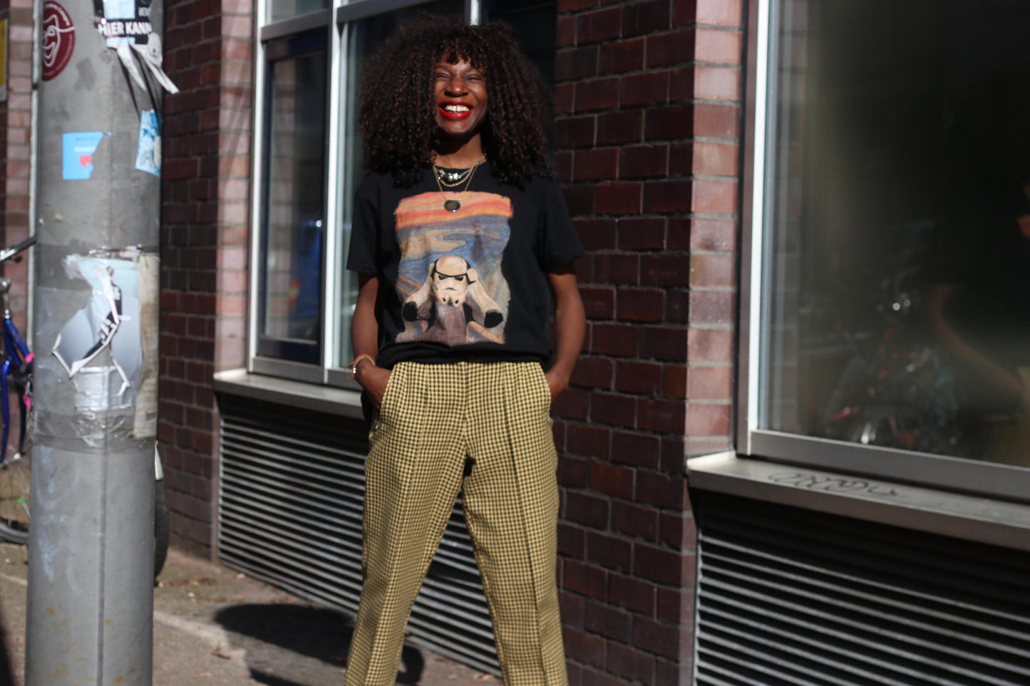 Vintage Gingham Trousers Mustard Yellow Check Pants High Waisted Plaid Tapered S-XS