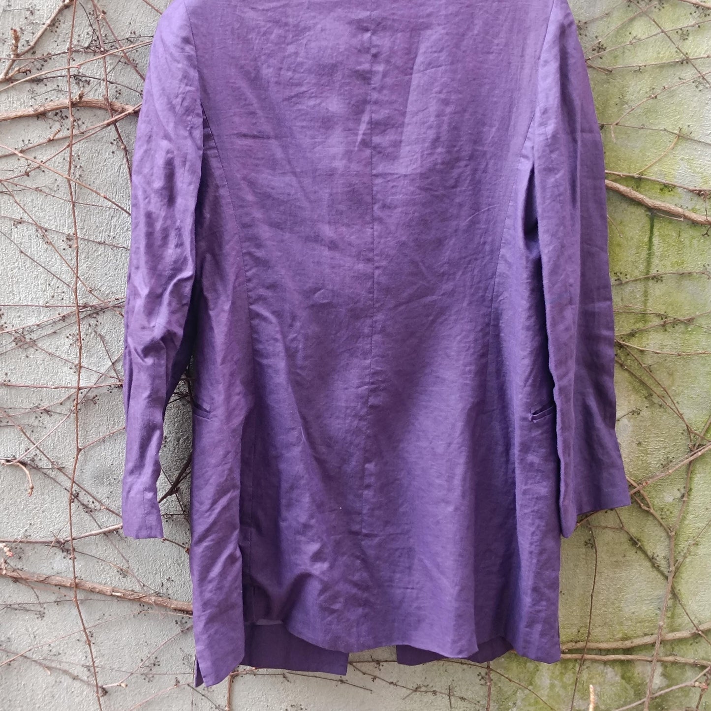 Purple Linen Blazer Vintage Italian 100% Lino Jacket Longline Oversized Summer Coat