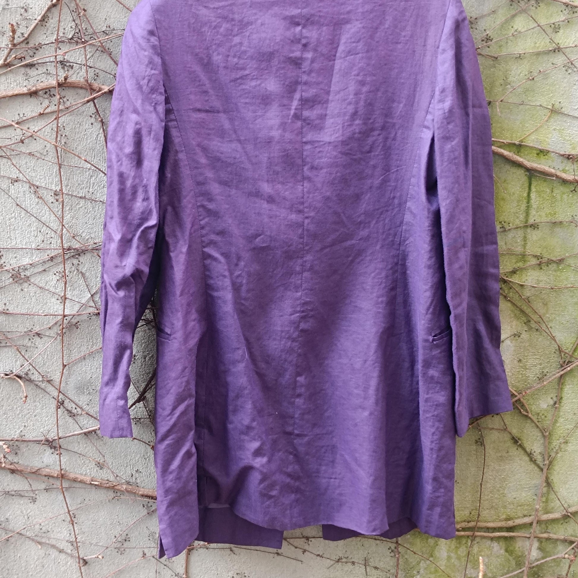 Purple Linen Blazer Vintage Italian 100% Lino Jacket Longline Oversized Summer Coat
