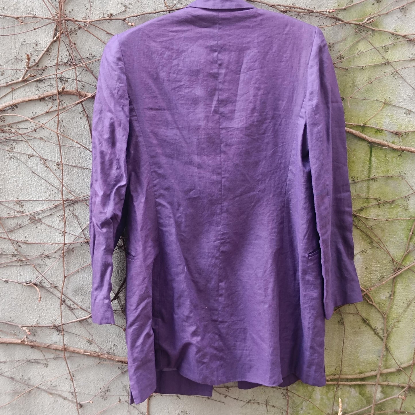 Purple Linen Blazer Vintage Italian 100% Lino Jacket Longline Oversized Summer Coat