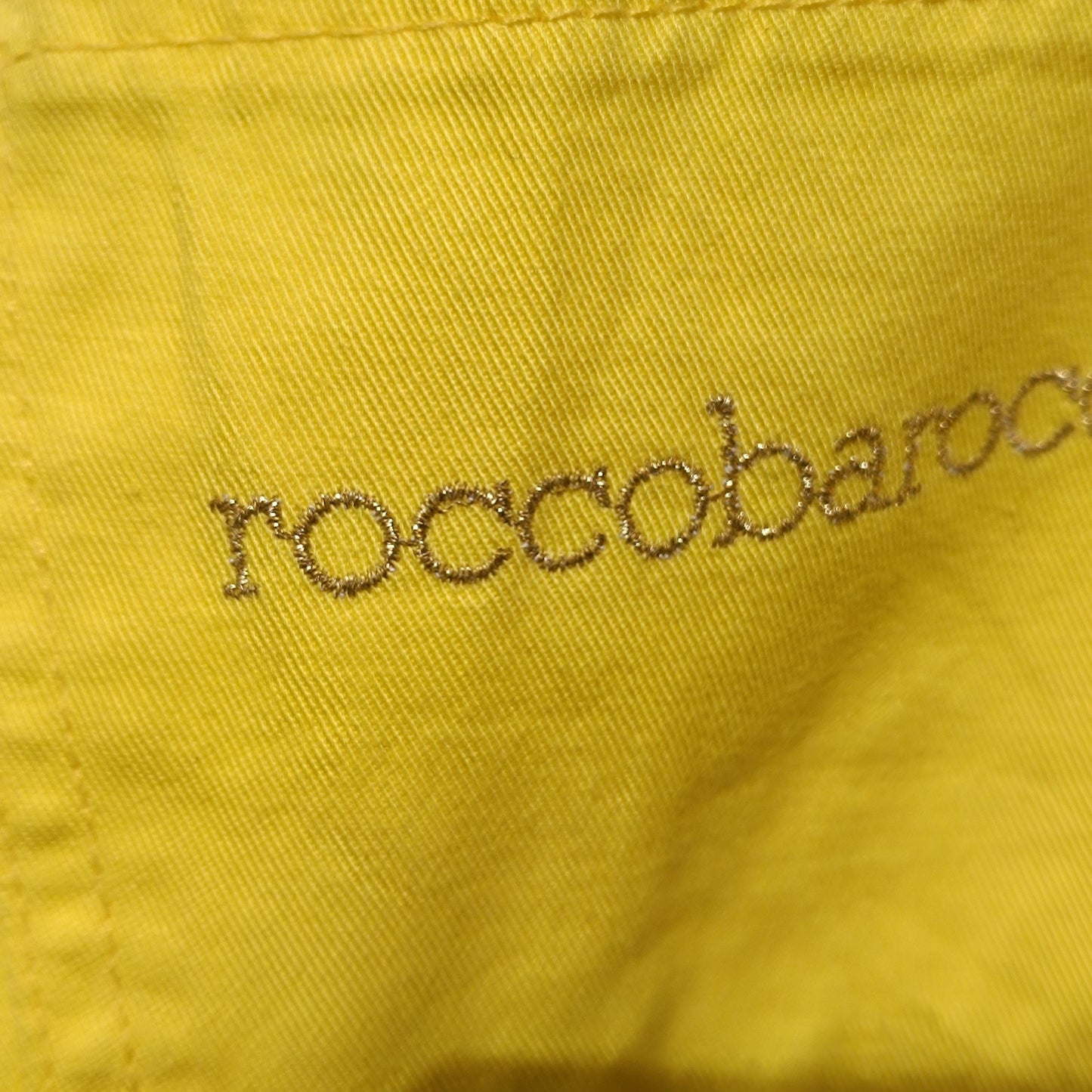 Roccobarocco Yellow Jeans Vintage 90s High Waisted Embroidered Italian Trousers