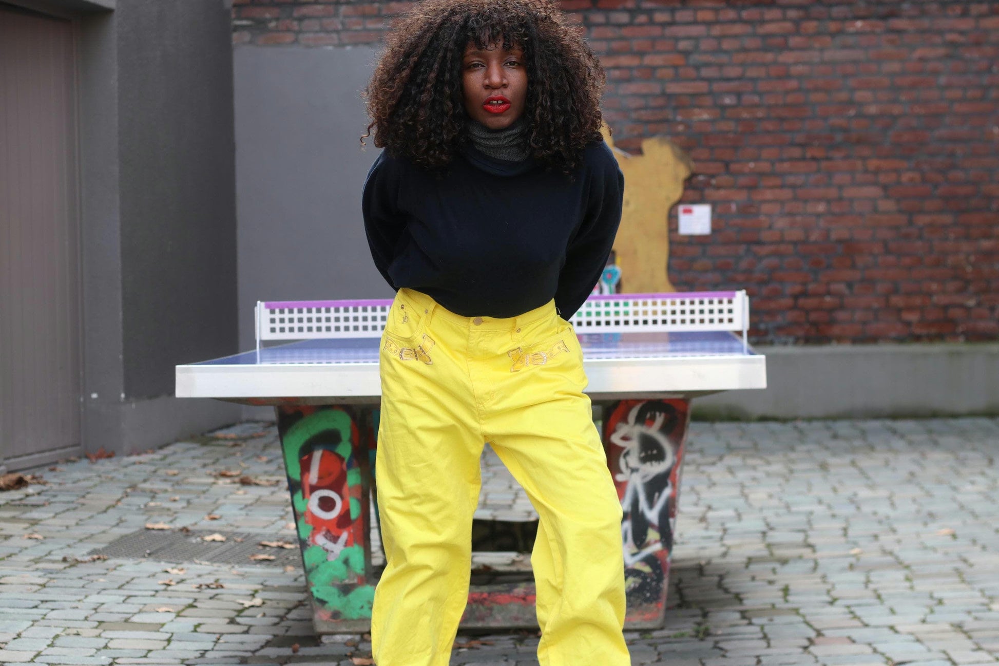 Roccobarocco Yellow Jeans Vintage 90s High Waisted Embroidered Italian Trousers