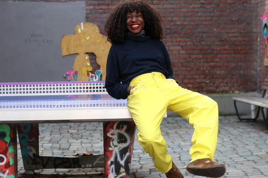 Roccobarocco Yellow Jeans Vintage 90s High Waisted Embroidered Italian Trousers