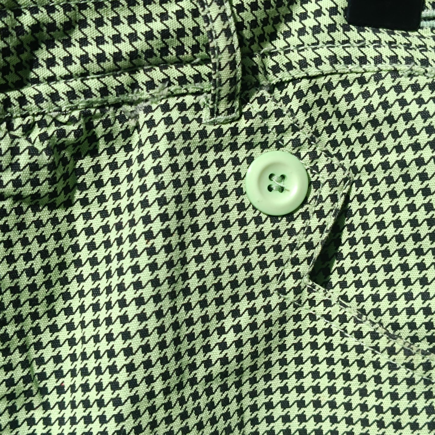 Vintage 90s ESPRIT Lime Green Houndstooth Trousers High Waisted Straight Leg Pants Size 36