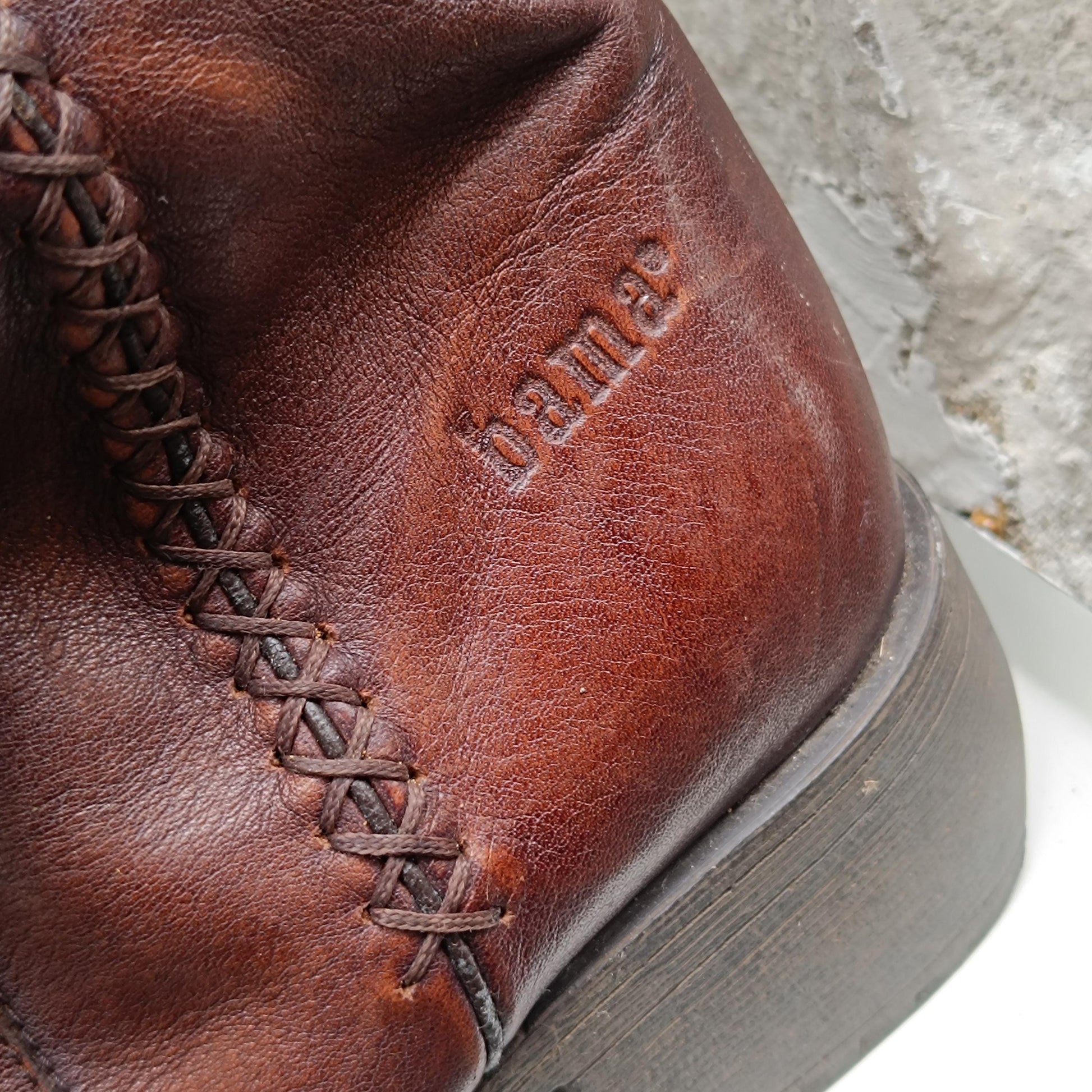 Vintage Cowgirl Brown Leather Boots Pointed Toe Zip Up Mid Calf Boho Western 90s Aesthetic