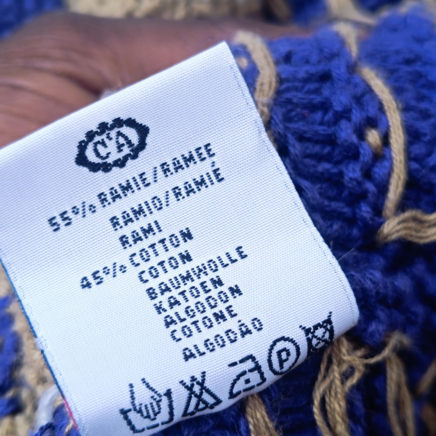 Vintage 90s Abstract Geometric Knit Sweater | Mixed Texture Ramie Cotton Jumper M