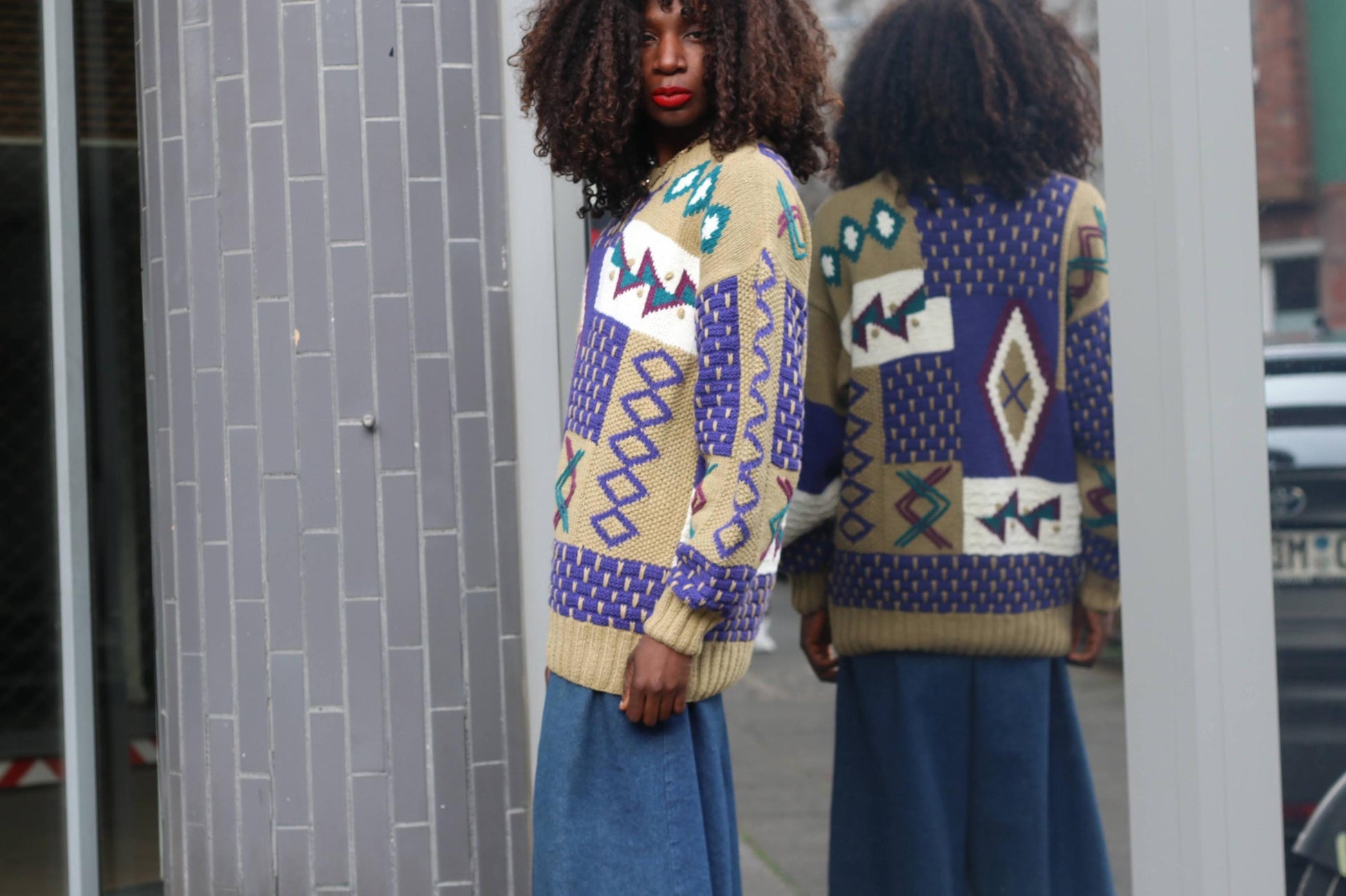 Vintage 90s Abstract Geometric Knit Sweater | Mixed Texture Ramie Cotton Jumper M