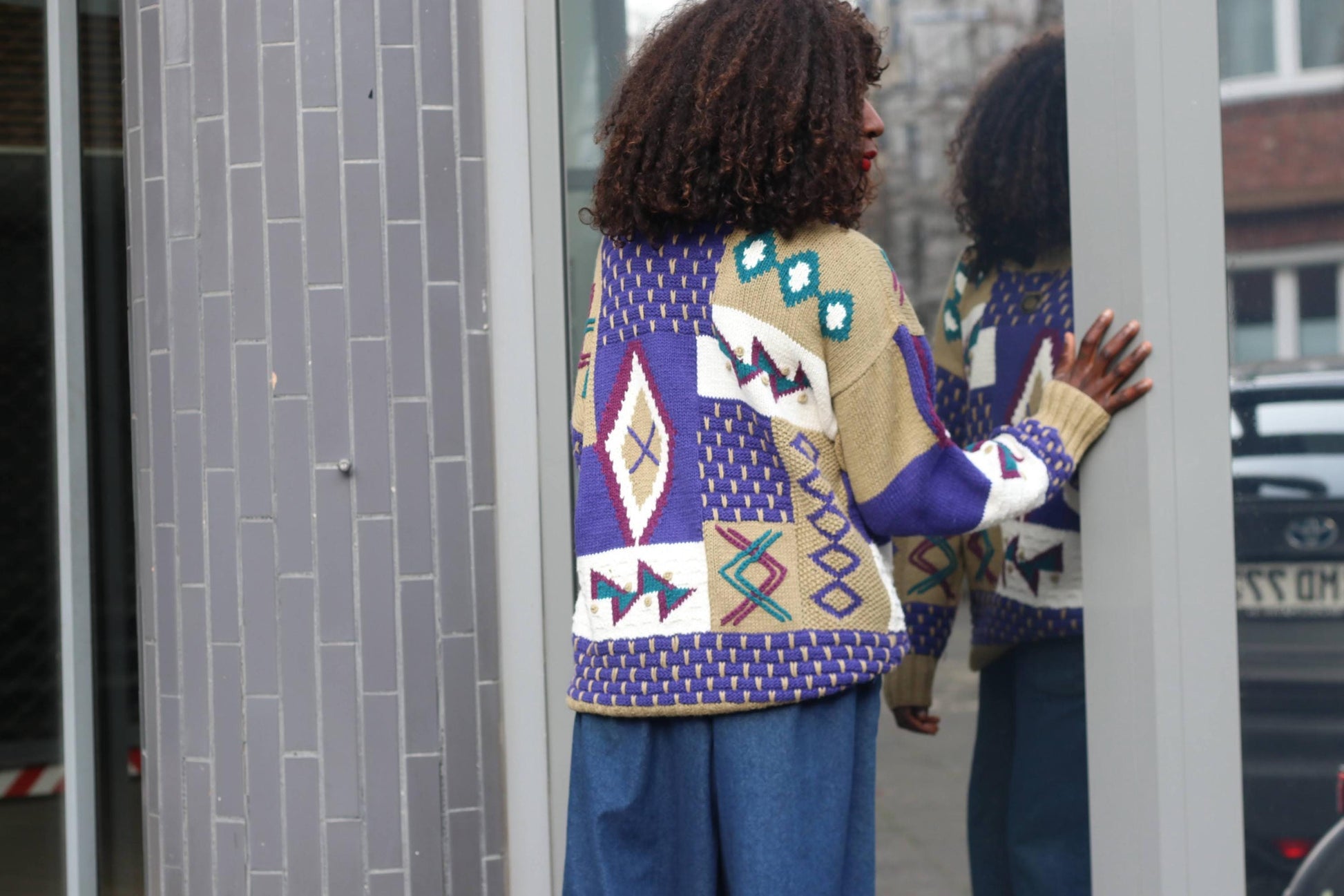 Vintage 90s Abstract Geometric Knit Sweater | Mixed Texture Ramie Cotton Jumper M