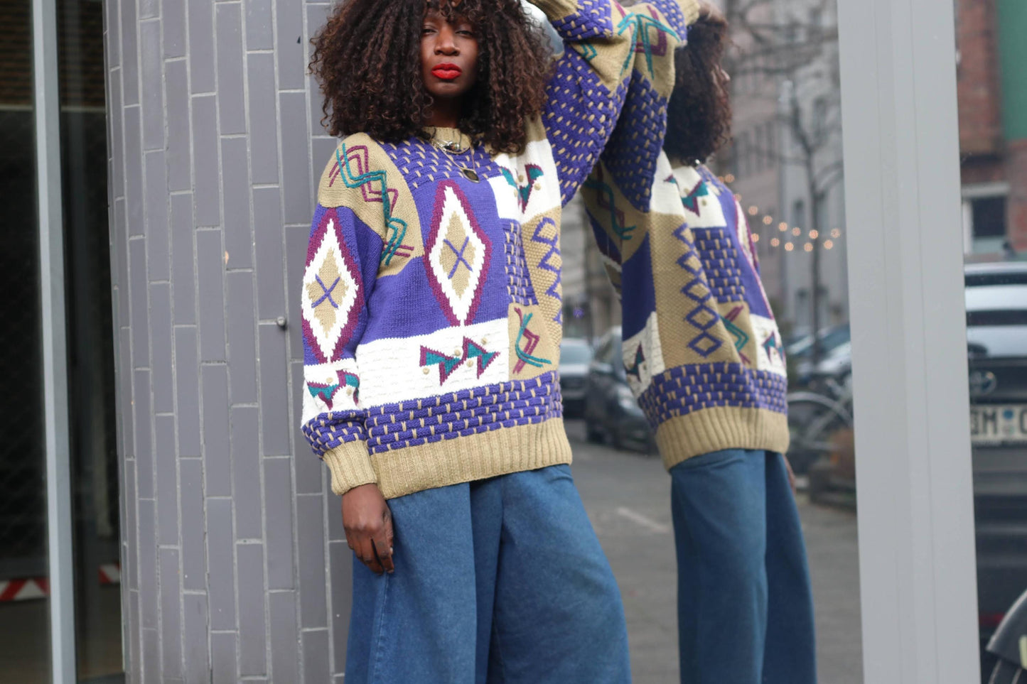 Vintage 90s Abstract Geometric Knit Sweater | Mixed Texture Ramie Cotton Jumper M