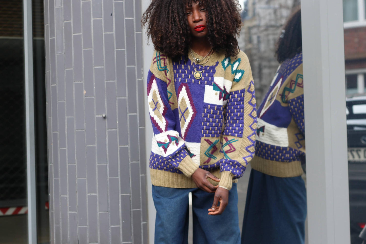 Vintage 90s Abstract Geometric Knit Sweater | Mixed Texture Ramie Cotton Jumper M