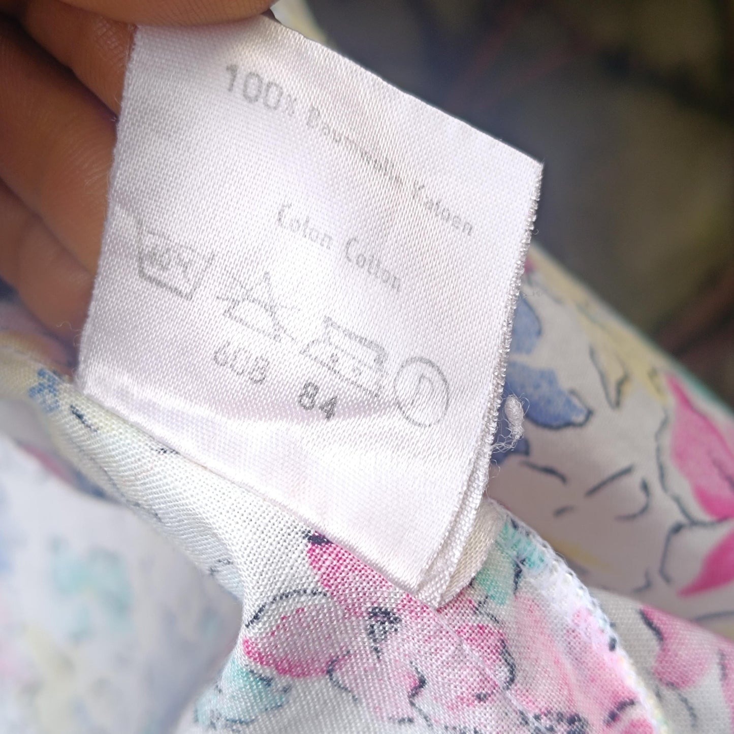 Vintage 80s Floral Blouse Camp Collar Pastel Shirt Abstract Flower Print Top Cotton