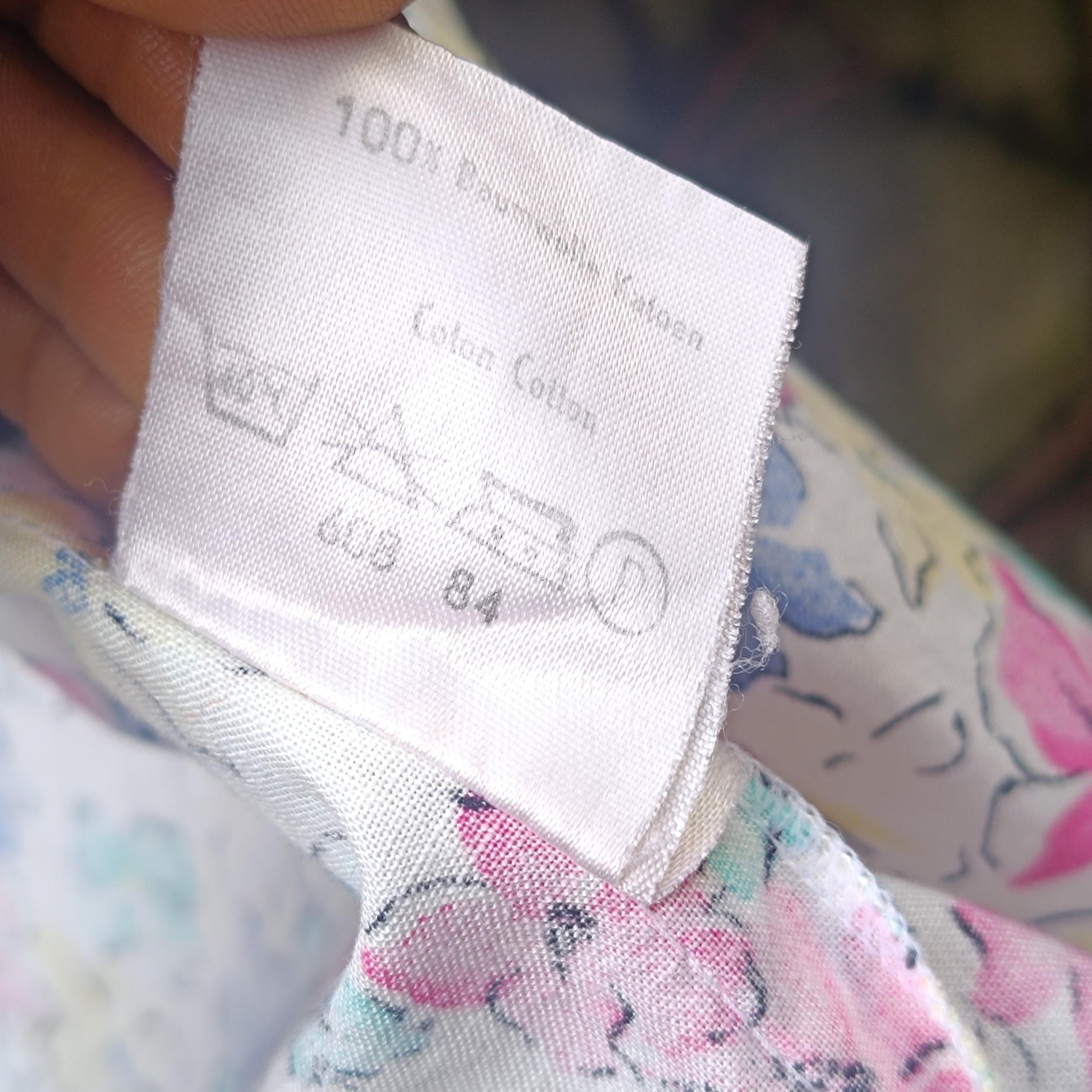 Vintage 80s Floral Blouse Camp Collar Pastel Shirt Abstract Flower Print Top Cotton